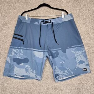 PELAGIC High Performance Men's 38 Board fishing Shorts Blue Camo Drawstring